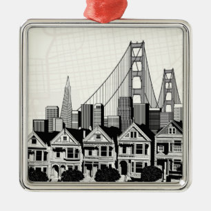 B&W San Francisco Kalifornien Ornament Aus Metall