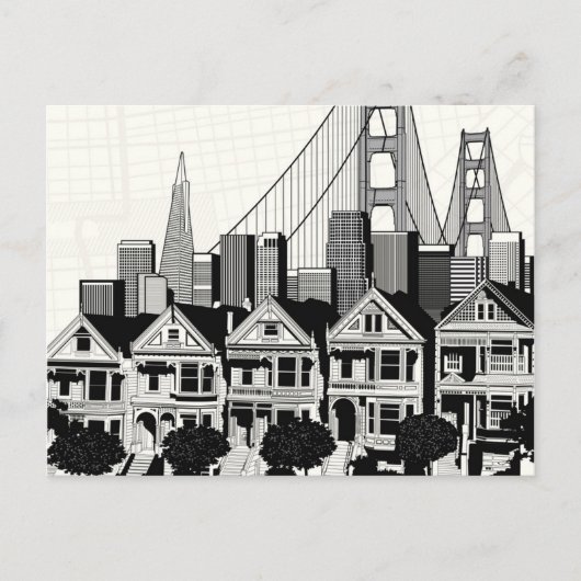 B&W San Francisco Kalifornien Postkarte (Vorderseite)