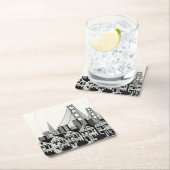 B&W San Francisco Kalifornien Rechteckiger Pappuntersetzer (Vor Ort)