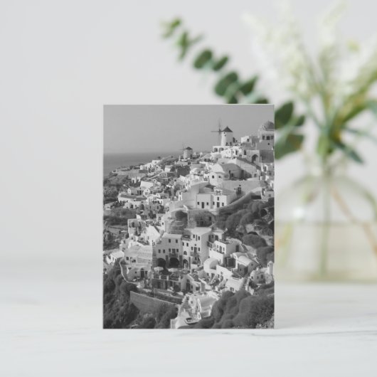 B&W Santorini 5 Postkarte (Stehend Vorderseite)