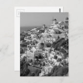 B&W Santorini 5 Postkarte (Vorne/Hinten)