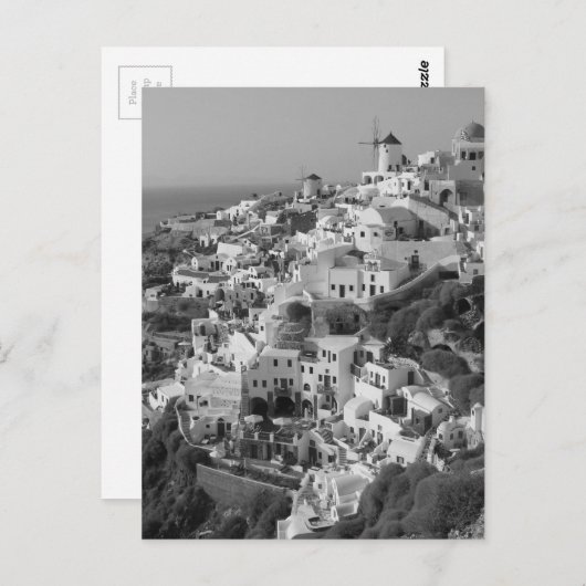 B&W Santorini 5 Postkarte (Vorne/Hinten)