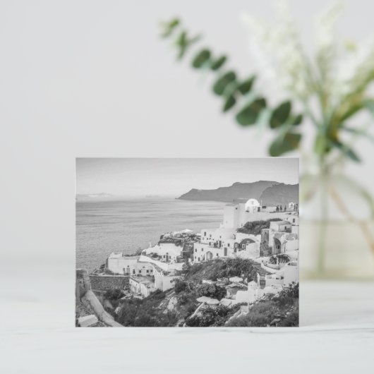 B&W Santorini 8 Postkarte (Stehend Vorderseite)