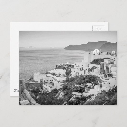 B&W Santorini 8 Postkarte (Vorne/Hinten)