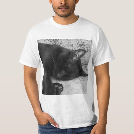 B&W - Schlafende Katze T-Shirt (Vorderseite)
