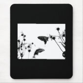 B/W Schmetterling auf Blume Mousepad (Vorne)