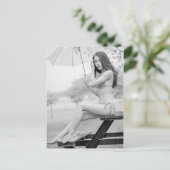 B&W Schöne Bikini Girl Foto Postkarte (Stehend Vorderseite)