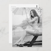 B&W Schöne Bikini Girl Foto Postkarte (Vorne/Hinten)