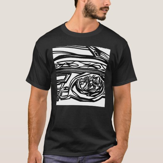 B&W schwarzes T-Shirt mit B&W Corvette (Vorderseite)