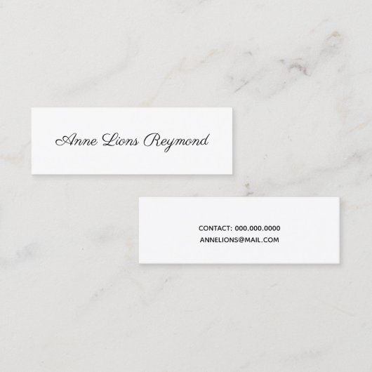 b/w-Script-Schriftart-Stil minimal elegant und mod Mini Visitenkarte (Vorne/Hinten)
