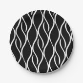 B&W Seamless Wavy Lines Muster Pappteller (Vorderseite)