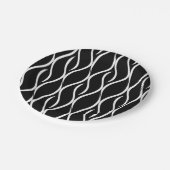 B&W Seamless Wavy Lines Muster Pappteller (Schrägansicht)
