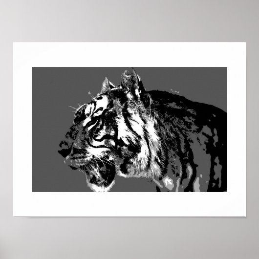 B&W Siberian Tiger Pop Art Poster Print (Vorne)