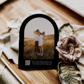 B & W Simple Elegant Modernes Script QR Code Hochz Einladung