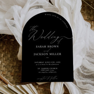B & W Simple Elegant Modernes Script QR Code Hochz Einladung