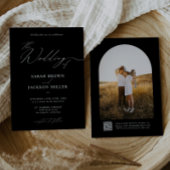 B & W Simple Elegant Modernes Script QR Code Hochz Einladung