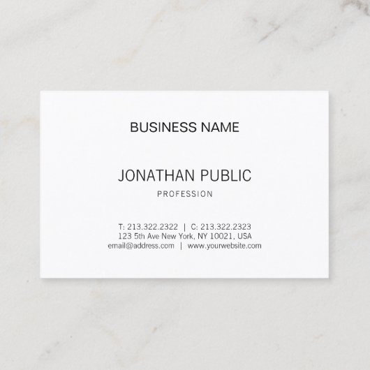 B&W Simple Modern Design Elegante Schlicht Minimal Visitenkarte (Rückseite)