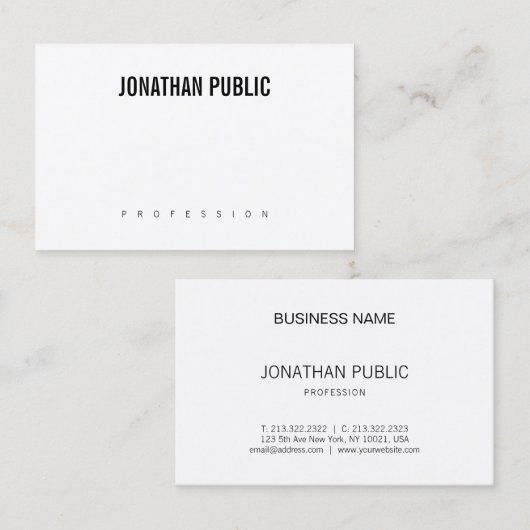 B&W Simple Modern Design Elegante Schlicht Minimal Visitenkarte (Vorne/Hinten)