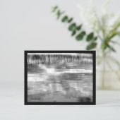 B&W Sky Reflection on Lake with Reeds Postcard Postkarte (Stehend Vorderseite)