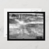 B&W Sky Reflection on Lake with Reeds Postcard Postkarte (Vorne/Hinten)