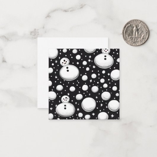 B&W Snowballs & Snowmen Mitteilungskarte (Vorderseite/Rückseite Beispiel)