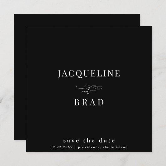 B/W Square Chinoiserie Wedding Save the Date (Vorne/Hinten)