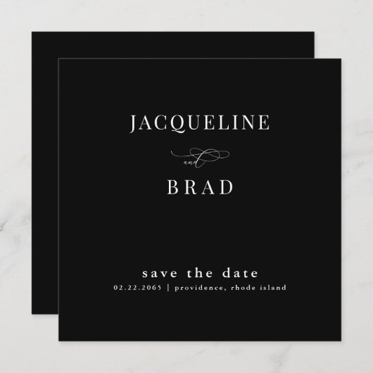 B/W Square Chinoiserie Wedding Save the Date II (Vorne/Hinten)