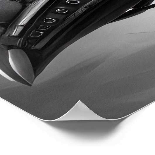 B&W Steampunk Robot Raven Poster (Ecke)