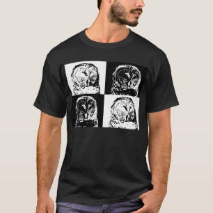 B/W Streifen-Kauz Pop-Art T-Shirt