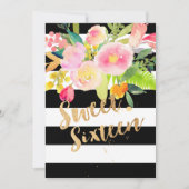 B+W Streifen, süß 16, Wasserfarbener Frühling Blum Einladung (Vorderseite)