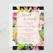 B+W Streifen, süß 16, Wasserfarbener Frühling Blum Einladung (Rückseite)