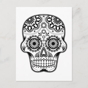 B&W Sugar Skull Postkarte