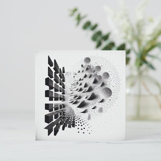 B&W Surreal Abstrakt Geometric Design Card (Stehend Vorderseite)