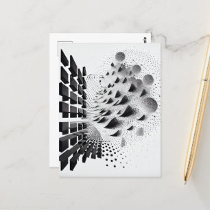 B&W Surreal Abstrakt Geometric Design Card Postkarte