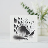 B&W Surreal Optical Illusion Abstrakt Forest Card (Stehend Vorderseite)
