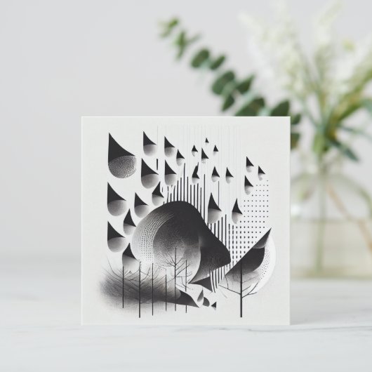 B&W Surreal Optical Illusion Abstrakt Forest Card (Stehend Vorderseite)