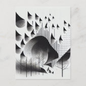 B&W Surreal Optical Illusion Abstrakt Forest Card Postkarte (Vorderseite)