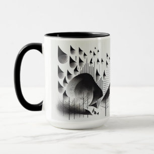 B&W Surreal Optical Illusion Abstrakt Forest Card Tasse