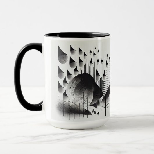 B&W Surreal Optical Illusion Abstrakt Forest Card Tasse (Links)