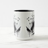 B&W Surreal Optical Illusion Abstrakt Forest Card Tasse (Zentrum)