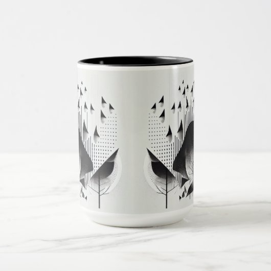 B&W Surreal Optical Illusion Abstrakt Forest Card Tasse (Zentrum)