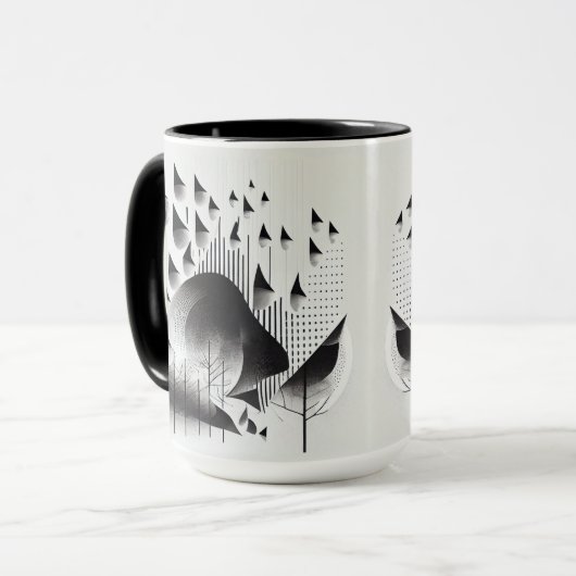 B&W Surreal Optical Illusion Abstrakt Forest Card Tasse (Vorderseite Links)