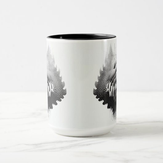 B&W Surreal Optical Illusion Abstrakt Tree Card Tasse (Zentrum)