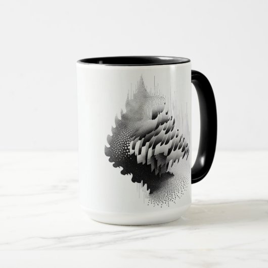 B&W Surreal Optical Illusion Abstrakt Tree Card Tasse (VorderseiteRechts)
