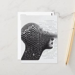 B&W Surreal Optical Illusion Frauenkarte Postkarte
