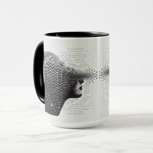 B&W Surreal Optical Illusion Frauenkarte Tasse (Vorderseite Links)