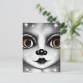 B&W Surreal Pop Big Eyes Mime Postkarte (Stehend Vorderseite)
