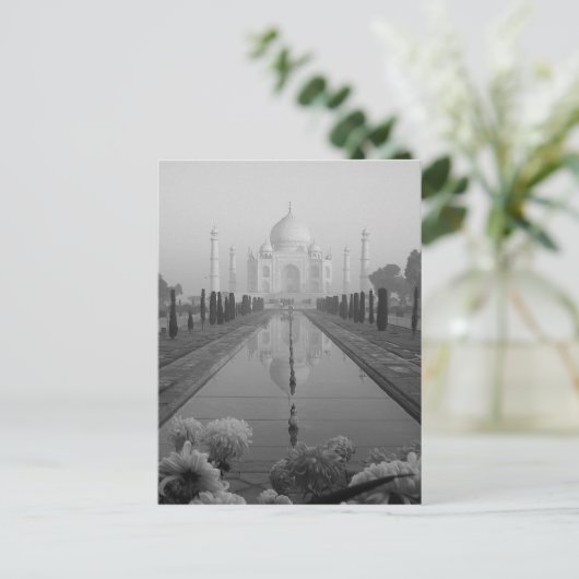 B&W Taj Mahal Postkarte (Stehend Vorderseite)