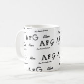 B&W-Tasse mit Individuelle Name der Schreiben Kaffeetasse (Vorderseite Links)