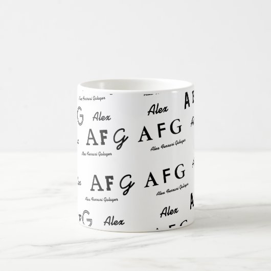 B&W-Tasse mit Individuelle Name der Schreiben Kaffeetasse (Mittel)